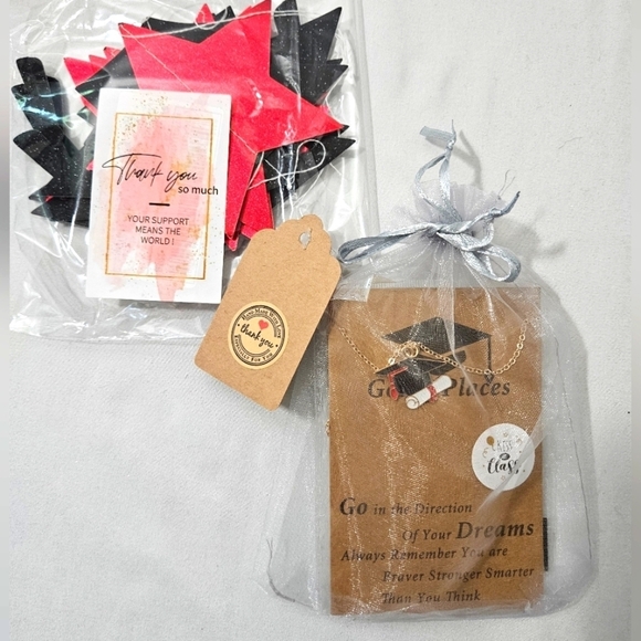 Red & Black graduation bundle 4pcs Necklace banner 20pcsGrad Stickers  bags - Picture 4 of 17